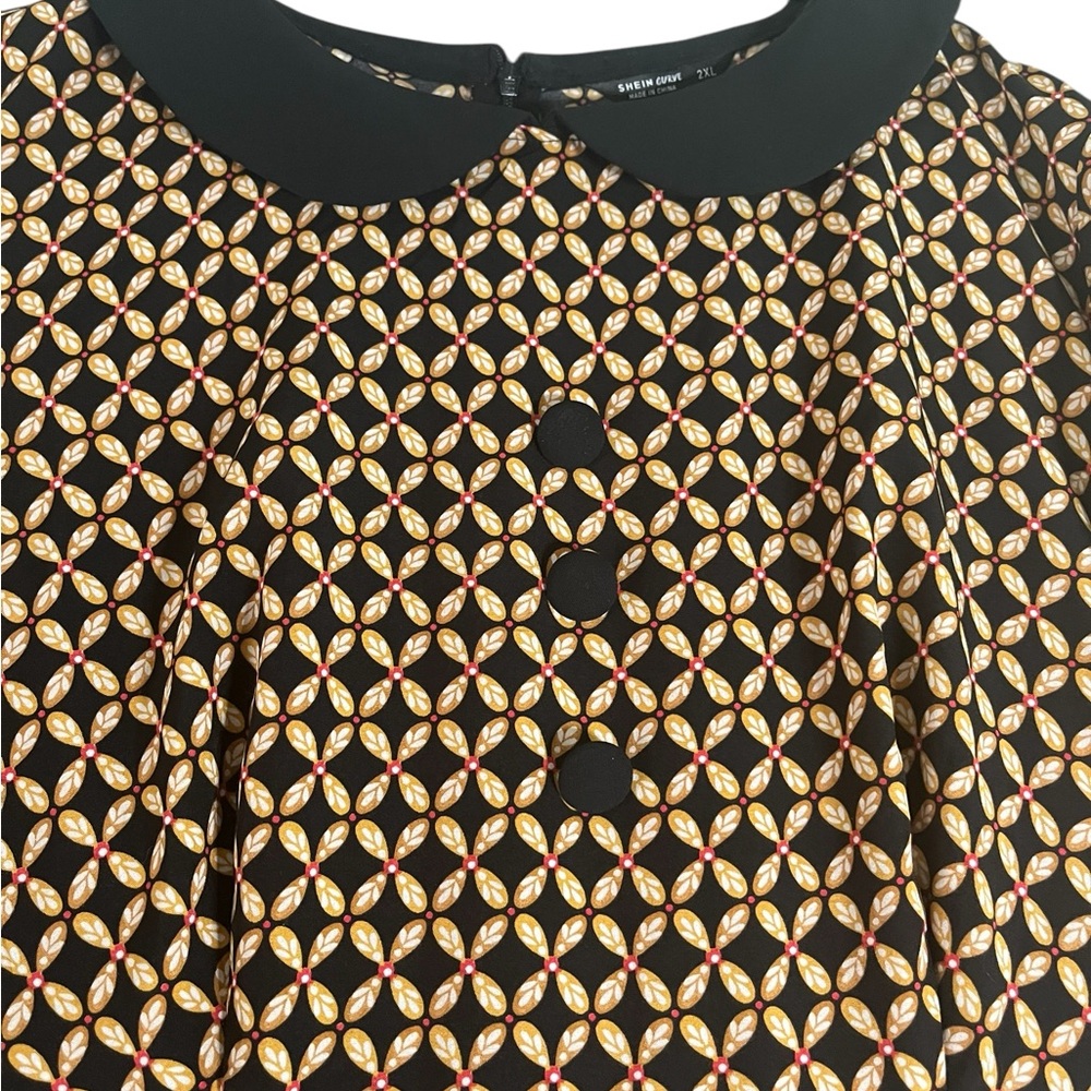 Shein curves midi Dress faux Button Cottage core short sleeves plus 2X relaxed - Picture 3 of 4